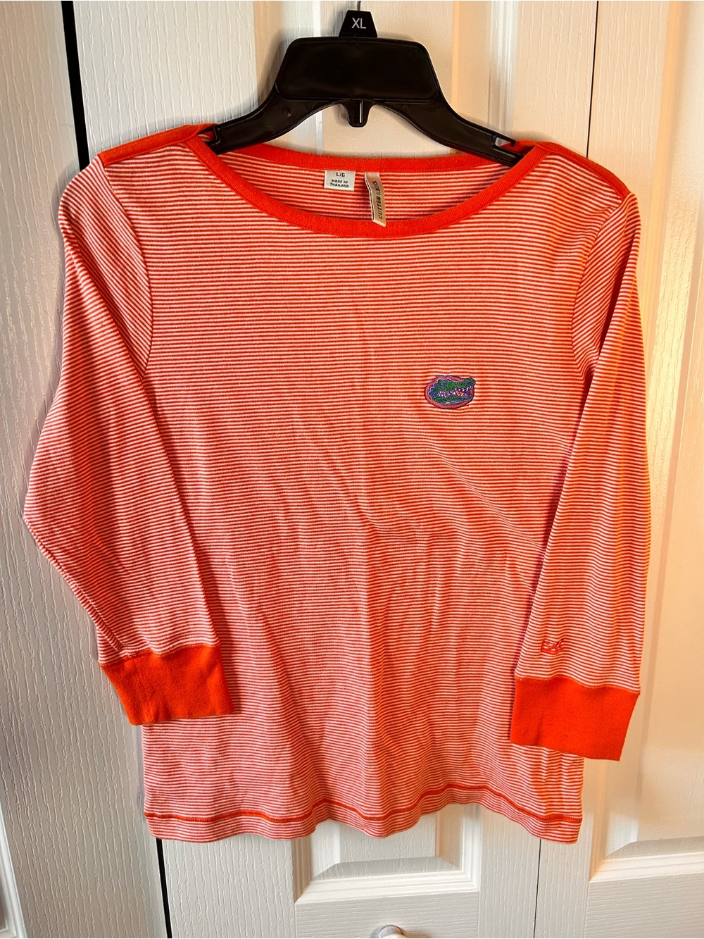 Cutter & Buck Women’s Large Gators Fl Striped Orange & White Quarter Sleeve Top